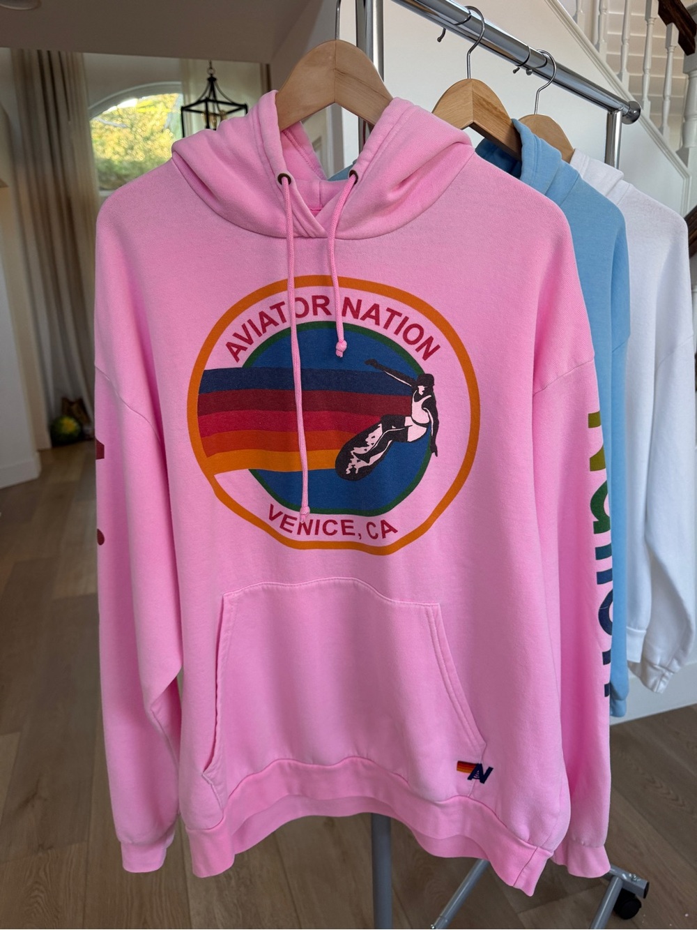 Aviator Nation RELAXED VENICE PULLOVER HOODIE - NEON PINK